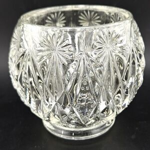 VTG AVON Candle Holder Glow Starburst Diamond Glass Votive Thick Heavy Glass 4"D